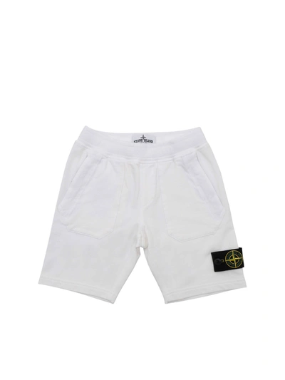 Shop Stone Island Junior Logo Patch Bermuda Shorts In White