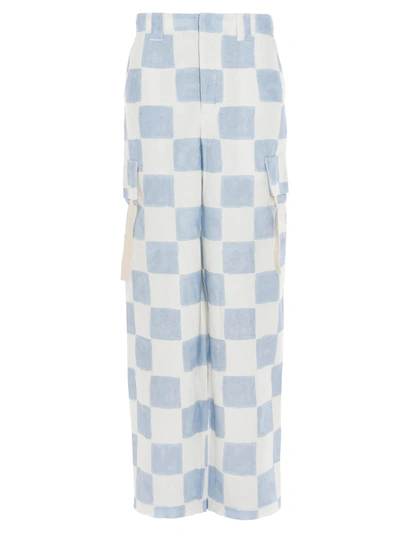 Shop Jacquemus Alzu Trousers In Light Blue And White
