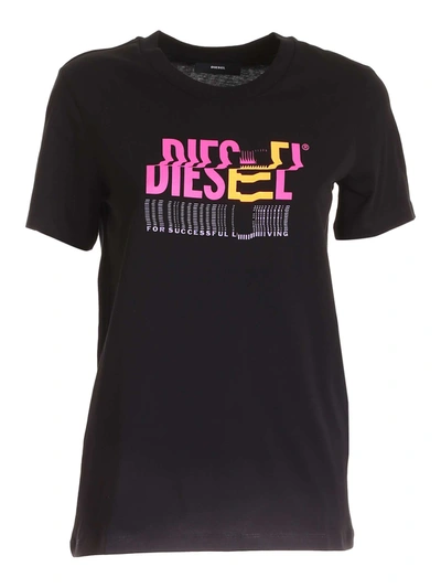 Shop Diesel Printed T-shirt In Black