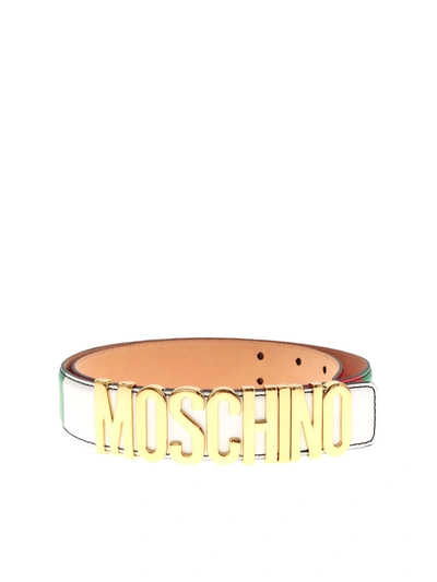 Shop Moschino Metal Logo Multicolor Belt