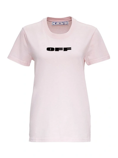 Shop Off-white Flocked Logo T-shirt In Light Pink