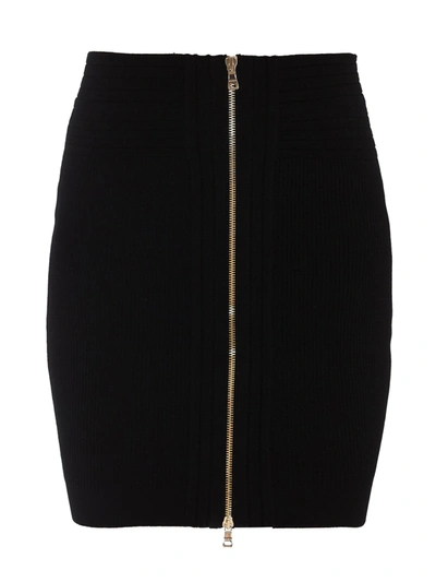 Shop Balmain Viscose Blend Sheath Skirt In Black