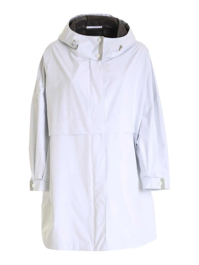 Shop Herno Hooded Raincoat In White
