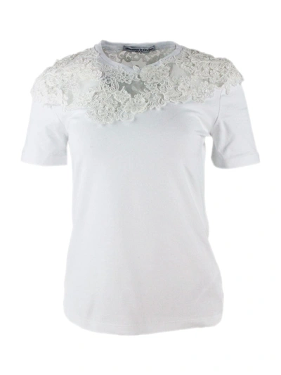 Shop Ermanno Scervino Lace Insert T-shirt In White