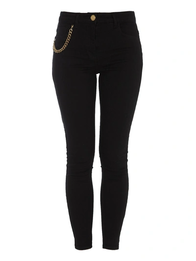 Shop Elisabetta Franchi Chain Charm Skinny Jeans In Black