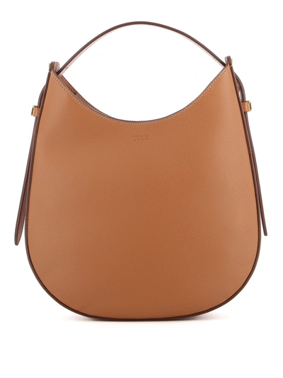 Shop Tod's Grained Leather Small Hobo Bag In Brown