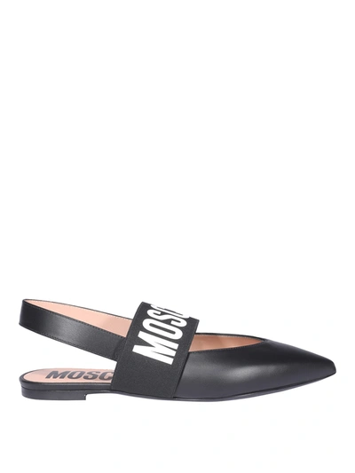 Shop Moschino Calfskin Flat Shoes In Black