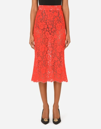 Shop Dolce & Gabbana Cordonetto Lace Midi Skirt