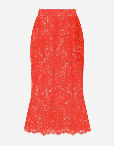 Shop Dolce & Gabbana Cordonetto Lace Midi Skirt