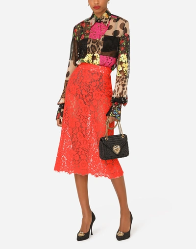 Shop Dolce & Gabbana Cordonetto Lace Midi Skirt