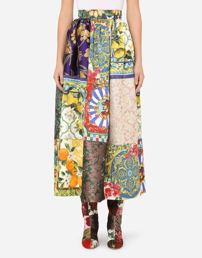 Shop Dolce & Gabbana Long Patchwork Jacquard Skirt