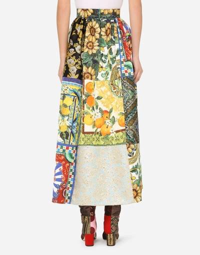 Shop Dolce & Gabbana Long Patchwork Jacquard Skirt