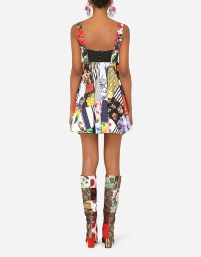 Shop Dolce & Gabbana Short Patchwork Poplin Dress