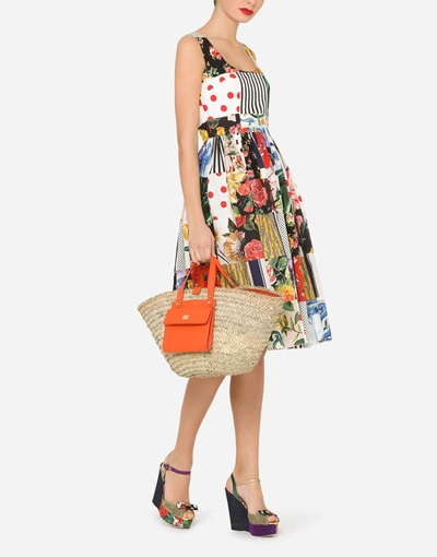 Shop Dolce & Gabbana Calf-length Patchwork Poplin Dress