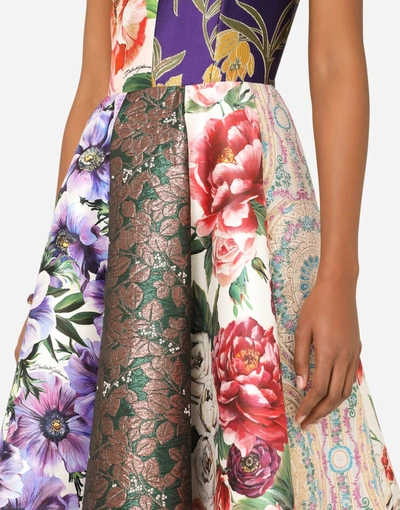 Shop Dolce & Gabbana Calf-length Patchwork Jacquard Dress