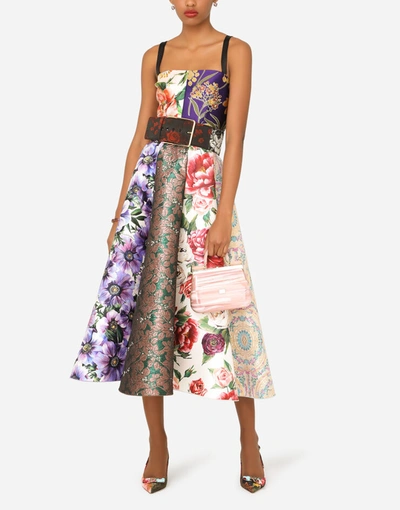 Shop Dolce & Gabbana Calf-length Patchwork Jacquard Dress