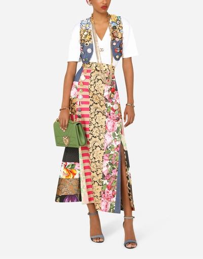 Shop Dolce & Gabbana Patchwork Brocade, Denim And Jacquard Vest In Multicolor