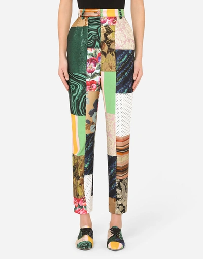 Shop Dolce & Gabbana Patchwork Jacquard Pants In Multicolor