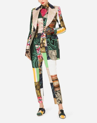 Shop Dolce & Gabbana Patchwork Jacquard Pants In Multicolor