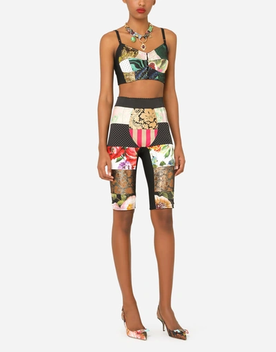 Shop Dolce & Gabbana Patchwork Drill And Brocade Jacquard Bustier Top