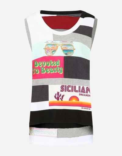 Shop Dolce & Gabbana Patchwork-print Jersey Tank Top