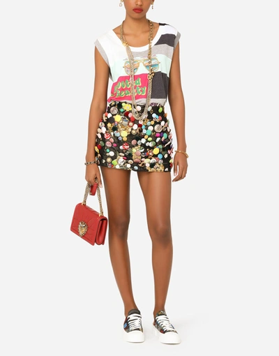 Shop Dolce & Gabbana Patchwork-print Jersey Tank Top