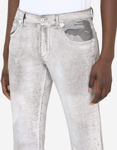 Shop Dolce & Gabbana Coated Skinny Stretch Jeans With Camouflage Details