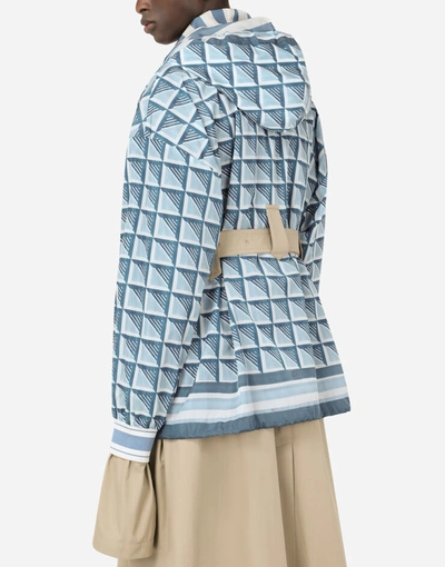 Shop Dolce & Gabbana Majolica-print Cotton And Nylon Trench Coat In Azure