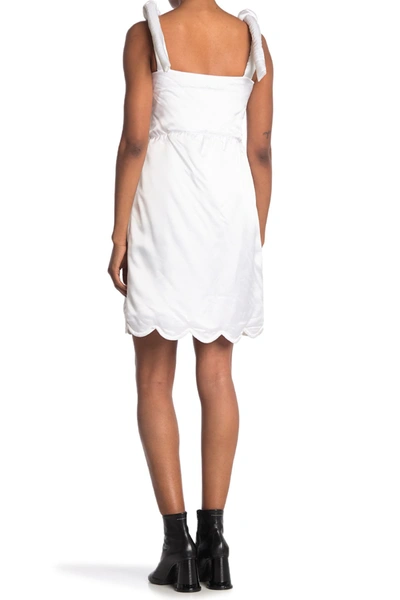 Shop Maison Margiela Padded Scallop Hem Dress In 100 White