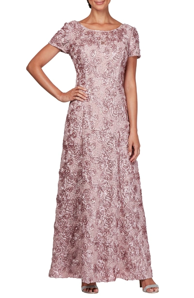 Shop Alex Evenings Embellished Lace Gown In Rose