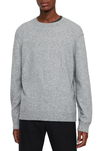 Shop Allsaints Austell Crew Neck Slim Sweater In Grey Marl