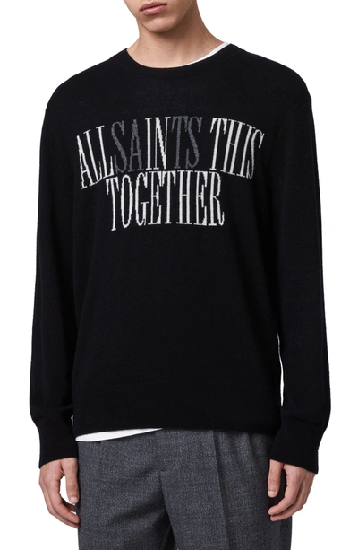 Shop Allsaints Together Crew Neck Sweater In Black/ecru/charcl