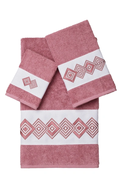 Shop Linum Home Noah 3-piece Embellished Towel Set In Tea Rose