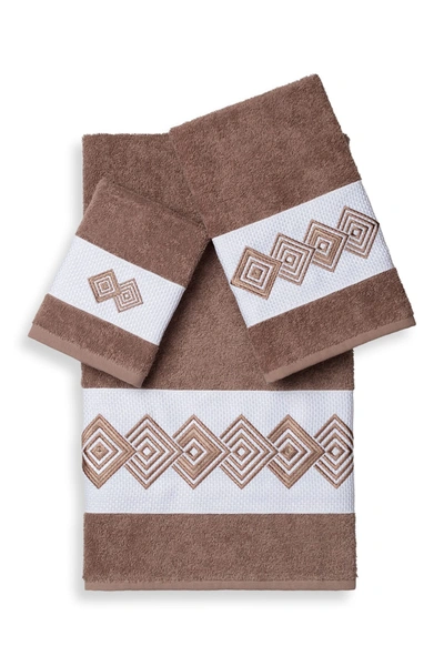Shop Linum Home Noah 3-piece Embellished Towel Set In Latte