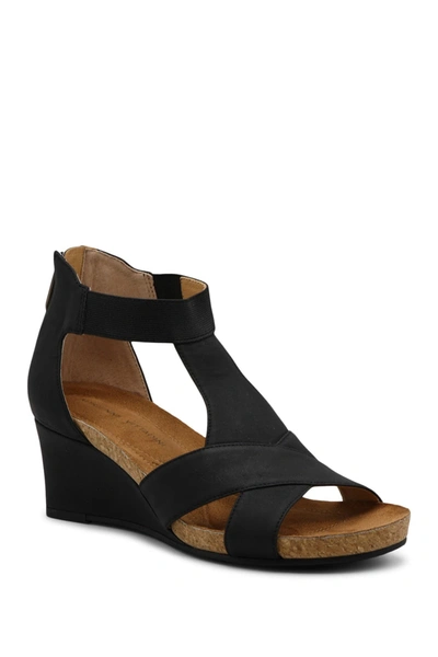 Shop Adrienne Vittadini Terrace Strappy Wedge Sandal In Black-bk