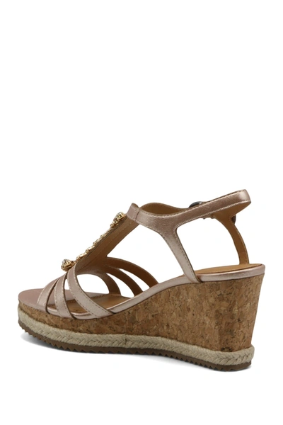 Shop Adrienne Vittadini Canise Embellished Wedge Sandal In Champagne-mt