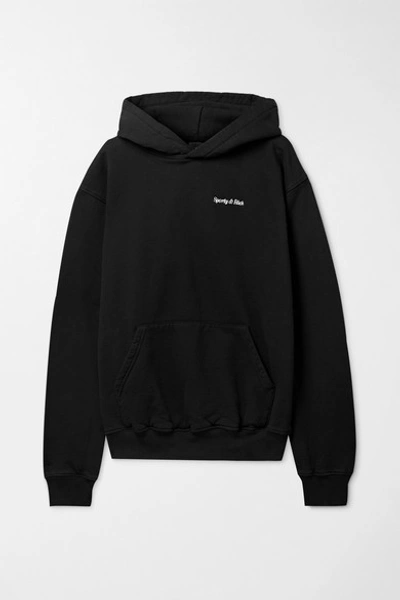 Shop Sporty And Rich Embroidered Cotton-jersey Hoodie In Black