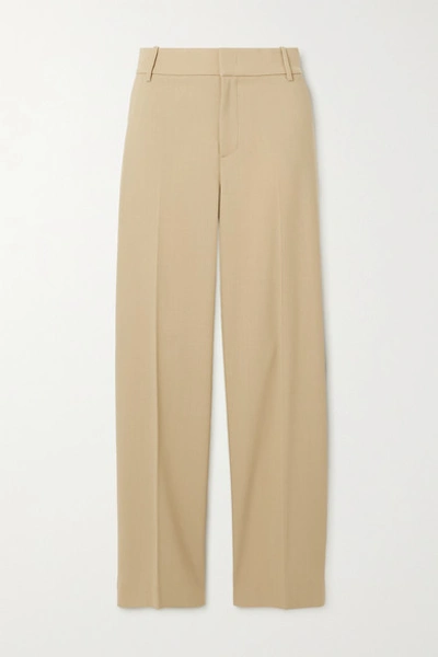 Shop Vince Wool-blend Twill Straight-leg Pants In Sand