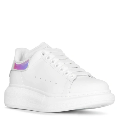 Shop Alexander Mcqueen White And Holographic Classic Sneakers