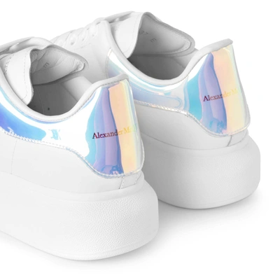 Shop Alexander Mcqueen White And Holographic Classic Sneakers
