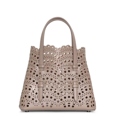 Shop Alaïa Mina 20 Tourterelle Tote Bag