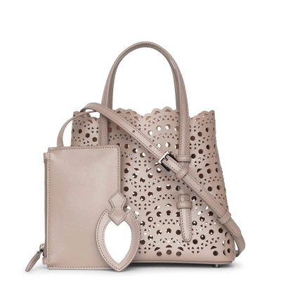 Shop Alaïa Mina 20 Tourterelle Tote Bag