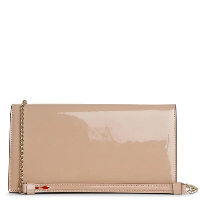 Shop Christian Louboutin Loubi54 Patent Shimmer Nude Clutch