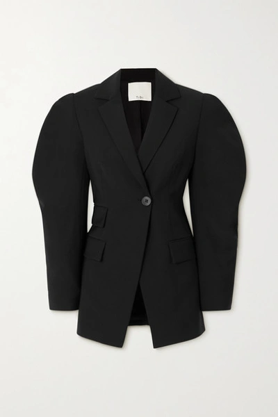 Shop Tibi Wool-crepe Blazer In Black