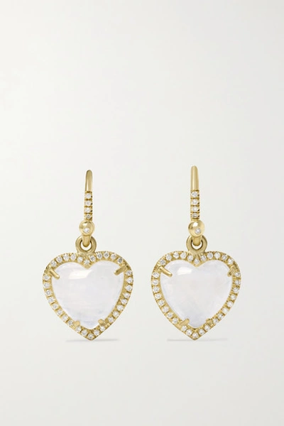 Shop Irene Neuwirth Love 18-karat Gold, Moonstone And Diamond Earrings