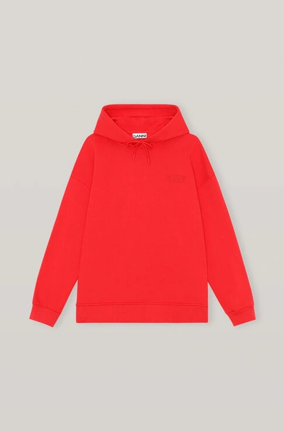 Shop Ganni Oversized Hooded Sweatshirt Flame Scarlet Size Xxs/xs