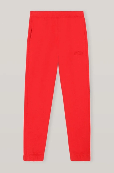 Shop Ganni Tapered Sweatpants Flame Scarlet Size L