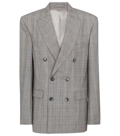 Shop Wardrobe.nyc Checked Virgin Wool Blazer In Grey