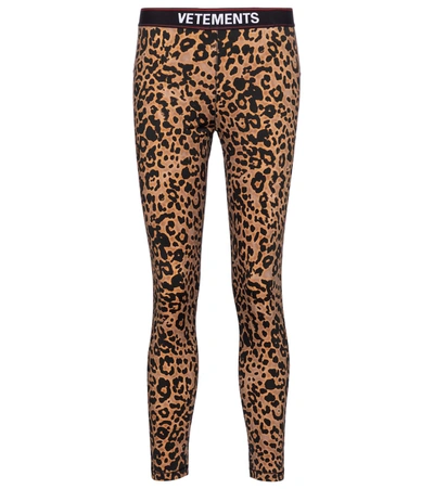 Shop Vetements Leopard-print Leggings In Brown