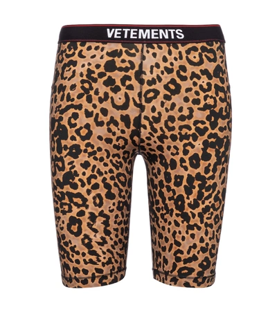 Shop Vetements Leopard-print Biker Shorts In Brown